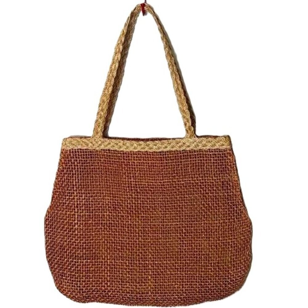 Vintage Straw Natural Weave Shoulder‎ Tote Bag Cottage Core Boho
